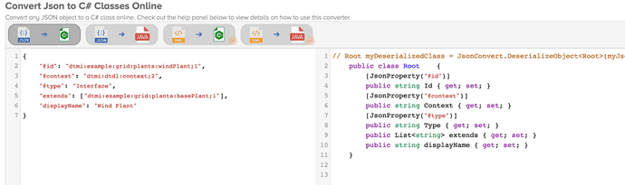 Using json2csharp to convert models